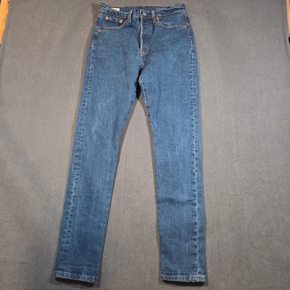 Levi's 501 Skinny Jeans Womens W28 L32 Blue Denim High Rise Button Fly Premium